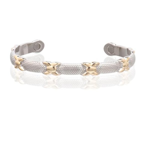 Classic Silver Gold Two Tone Magnetic Bracelet - Picture 1 of 1